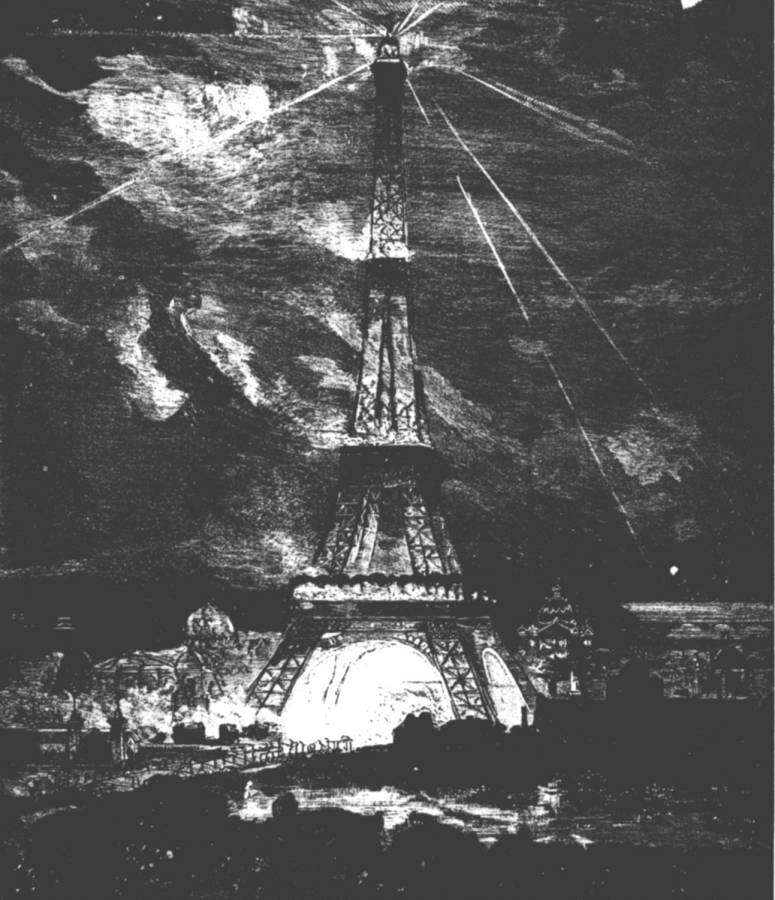 1889 2 juin Le Petit Parisien L-embrasement de la Tour Eiffel dessin anonyme.jpg